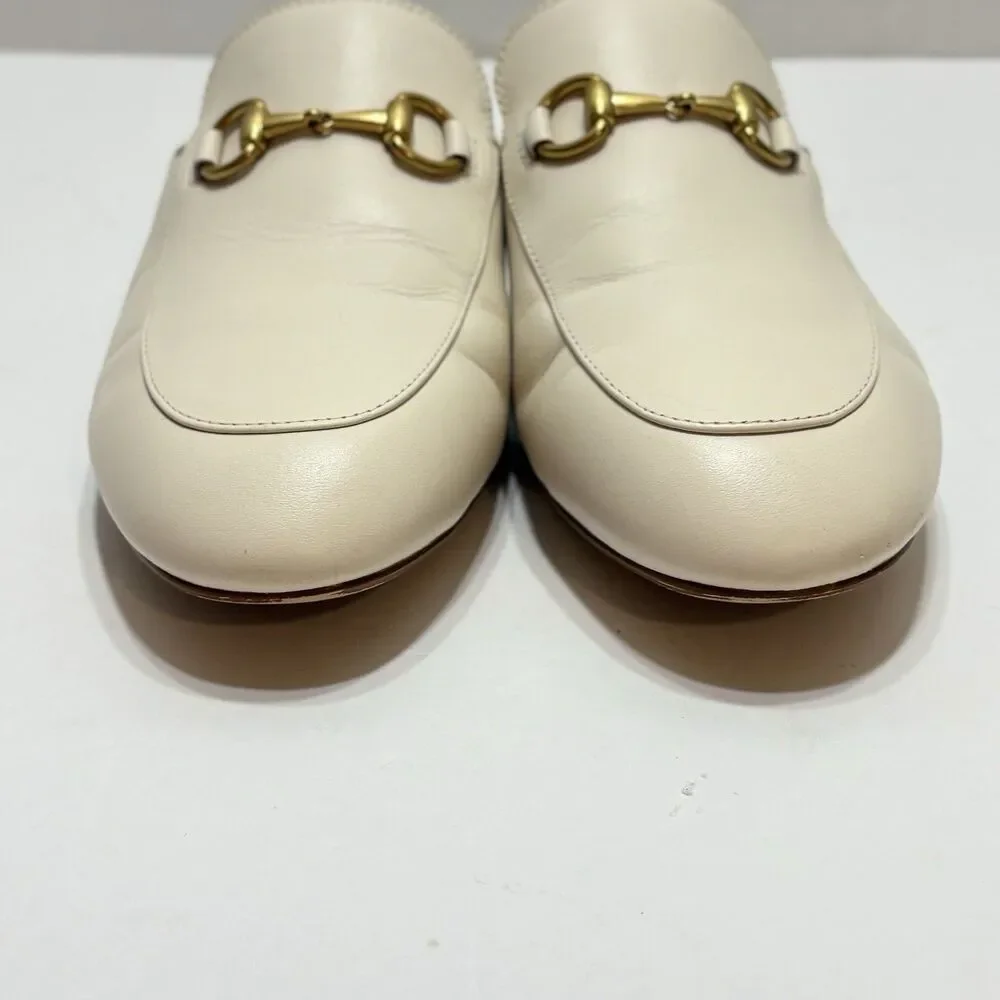 Quince Women Italian Leather Horsebit Loafer Mule Bone Shoes 8.5